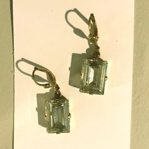 Emerald cut clear crystal drop earrings